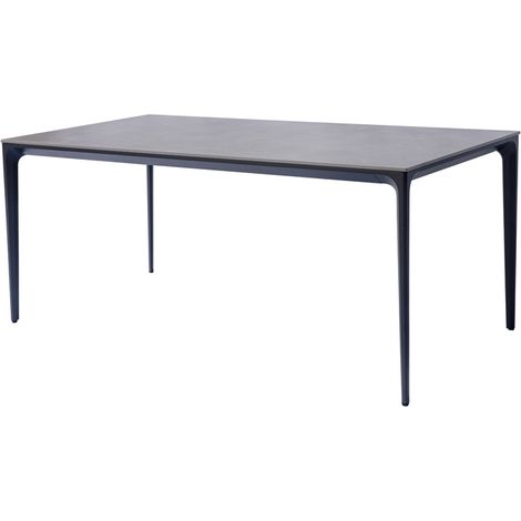 Tavolo da giardino 180 x 90 cm in alluminio nero piano gres effetto pietra (1/5)