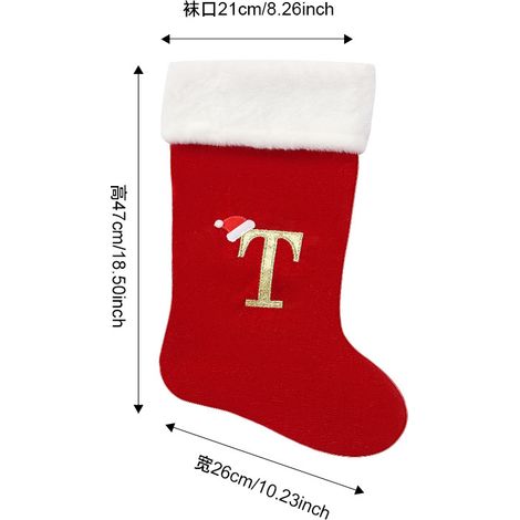 Grandes chaussettes de Noël, décorations de Noël, ornements de lettres anglaises, chaussettes à lettres, sacs cadeaux de dessins animés pour enfants