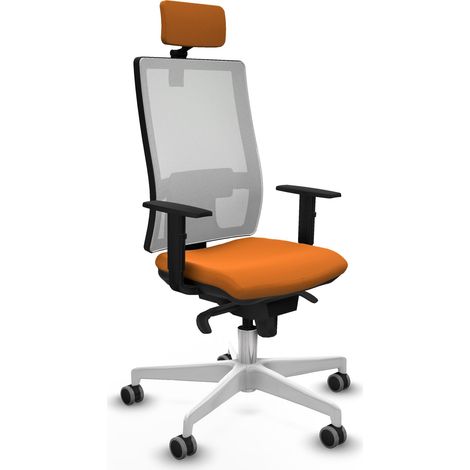 Horna sincro malla blanca similpiel naranja brazos 1D base blanca cabecero 2D ruedas 65mm engomadas (1/5)