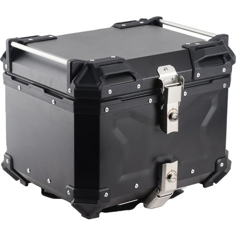 Coffre Top Case Moto 45L en Aluminium, Valise Arrière Universelle Noire, pour Bagagerie Adventure, avec Système de Fixation Rapide, Imperméable et Antipoussière (1/5)