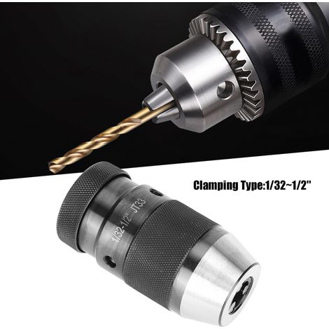 Mandrin à perceuse autoserrant en acier carbone 1/32-1/2'' pour tour CNC adaptateur de foret montage JT33 (1/5)