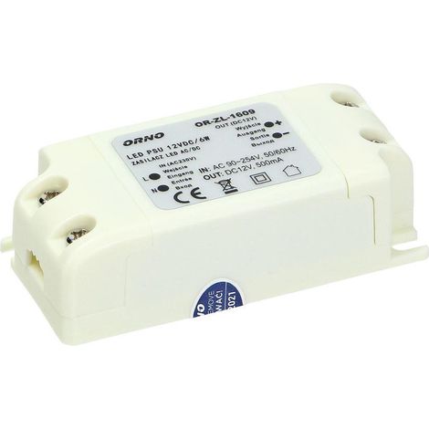 Orno Trasformatore 12v (90VAC-254VAC à 12VDC) per G4 MR11 MR16 GU5.3 Lampadine a LED o strisce LED ((6W) (1/5)