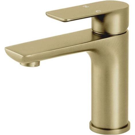 Mitigeur de lavabo moderne doré en acier inoxydable, robinet de vasque élégant eau chaude et froide, salle de bain design