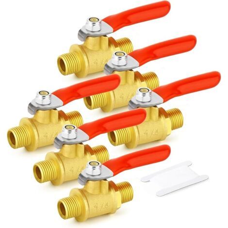 Pair 6pièces 1/4 pouce BSP mâle laiton mini vanne à bille arrêter interrupteur, 1/4 pouce BSP filetage tuyau raccord (1/5)