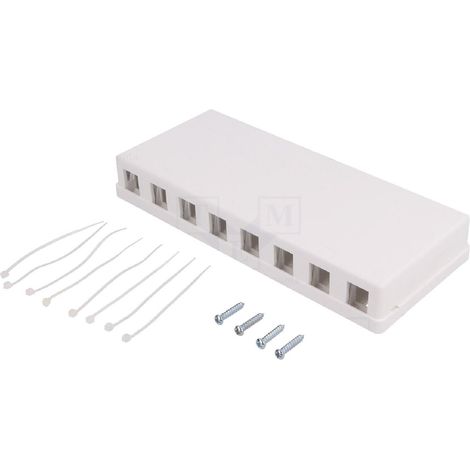 Boitier mural RJ45 femelle X8 Keystone - blanc