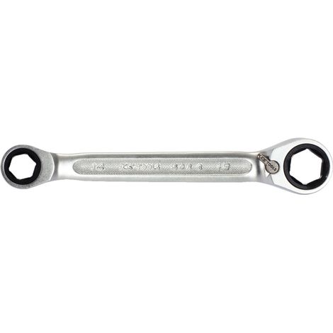 Umschalt-Doppel-Ratschenringschlüssel SW 14 x 19 mm, mit Einsatz-Haltefeder (1/2)