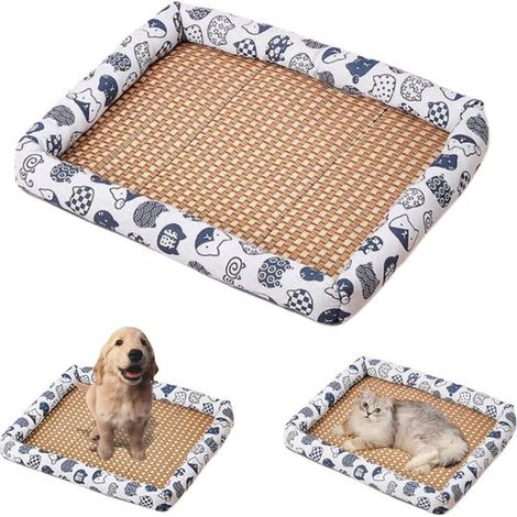 Tapis rafraîchissant pour animaux 62 x 52 cm - tapis rotin antidérapant pour chat (1/5)