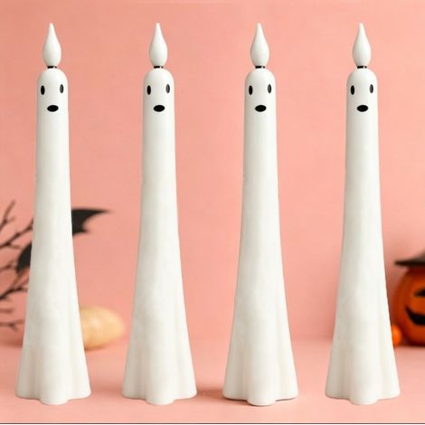 Neue LED-Stabkerzen mit Sensor – Gruseliges Halloween-Lichtsensor-LED-Kerzen-DIY-Set (4 Stück + 1 gelber Stift + 1 schwarzer Stift + 1 grüner Stift + 1 oranger Stift) – Fernbedienungsversion