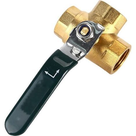 Vanne à bille trois voies, type L, filetage intérieur, raccordement total, pour eau, huile et vapeur, avec détecteur de débit (taille : 1/4\ (1/3)