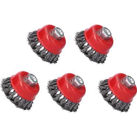 5Pcs M10 Roues en Fil D'acier Brosse Métallique Rouge pour Jardins Pelouses Espaces Verts Accessoire de Nettoyage et de Polissage pour le Désherbage Désherbage Nettoyage de la Mousse au Sol (1/5)