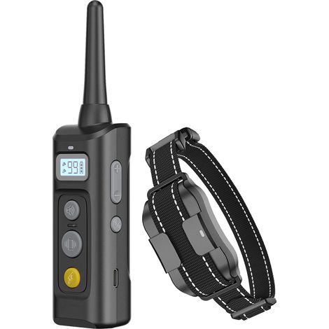 Collier anti-aboiement rechargeable pour chien avec télécommande, modes électriques, vibration et son, étanche IPX7, réglable de 17,8 à 58,4 cm. (1/5)