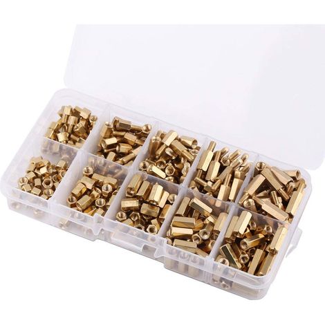 300pcs M3 Laiton Hex Colonne Entretoise Entretoise, Entretoises Vis Écrou Assortiment Kit Pour Carte Mère DIY (1/5)