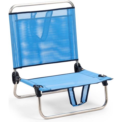 Strandklappstuhl Solenny mit Niedriger Rückenlehne, Tasche und Handgriffen 54x50x63 cm Blau