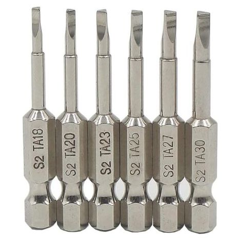 Lot de 6 embouts de tournevis triangulaires magnétiques 1/4" 1,8 / 2,0 / 2,3 / 2,5 / 2,7 / 3,0 - Embouts de tournevis triangulaires en acier S2 - 50 mm de longueur (1/5)