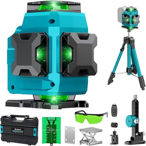 4D Laser à Lignes Croisées Vert, 16 Lignes, 4x360° avec Trépied, Compatible avec Batterie 18V, Laser Auto-Nivellant pour La Construction, Les Carreaux (Outils Uniquement) (1/5)