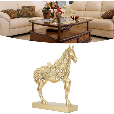 Estatua decorativa de caballo, adorno, figura de animal, caballo dorado, decoración de resina, hogar u oficina (1/5)