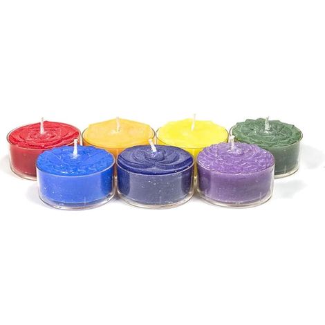 Set cadeau chakras avec 7 bougies chauffe-plat parfumées (1/2)