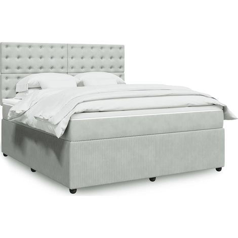 Boxspringbett mit Matratze Hellgrau 180x200 cm Samt