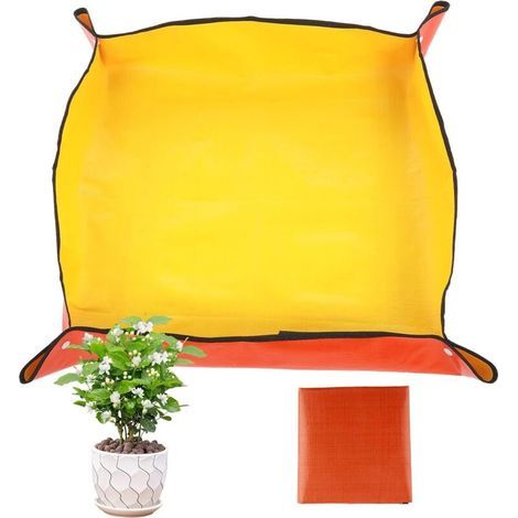 Tapis de jardinage pour plantes d'intérieur, tapis de rempotage pliable et imperméable,tapis de jardinage (jaune, 66 x 66 cm)