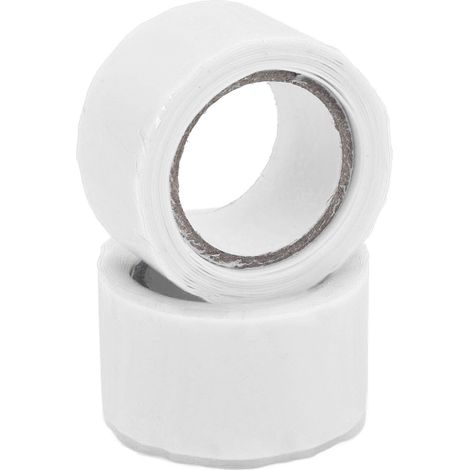 Lot de 2 rubans adhésifs isolants en silicone auto-fusionnants, étanches et thermocollants, pour la réparation de tuyaux d'eau (blanc). (1/5)