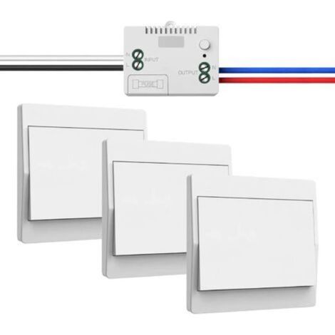 Kit interruttore wireless 230V - Interruttore wireless autonomo senza batterie - Interruttore a parete wireless impermeabile con ricevitore - Portata fino a 200 m - Non dimmerabile (1 ricevitore) (1/5)
