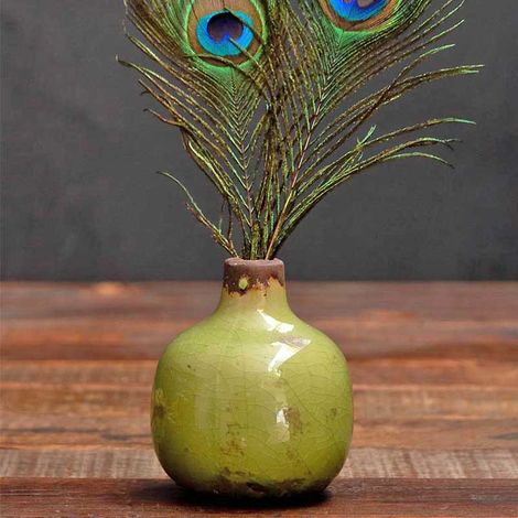 Vase Soliflore céramique Vert émail 10x9cm (1/4)
