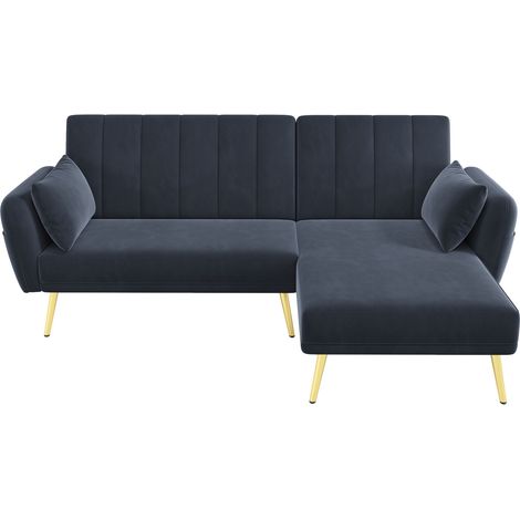 Canapé convertible en L avec couchage et rangement,191.5x130x80 cm Noir (1/5)