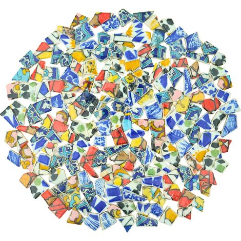 Carreaux de mosaïque modernes abstraites géométriques irrégulières en porcelaine de 0,5 kg, faites à la main, salle de bain, salon, cuisine, extérieur (mélange de couleurs, taille S)