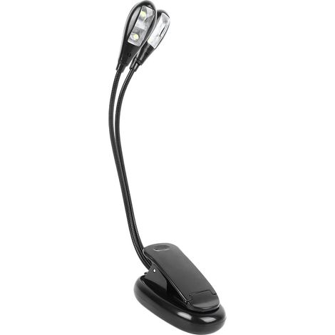 Lampe de lecture rechargeable à double pince avec protection des yeux, réglage à 360°, lampe pour pupitre de musique à fixer sur un pupitre, lampe de lecture pour enfants (1/5)