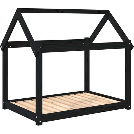 Cuccia per Cani Nera 101x70x90 cm in Legno Massello di Pino vidaXL