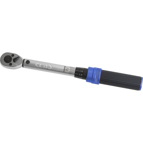 Clas – Clé dynamométrique 1/4" 5-25Nm 240mm – Précision 0,25Nm – Cliquet réversible 72 dents – Normes ISO 6789 et ASME 8107.14M