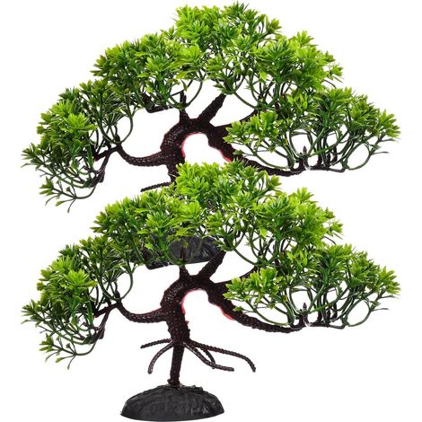 piezas de adorno artificial de bonsái para acuario, plástico verde, planta de acuario realista, suave y resistente a la decoloración, para acuario y terrario. (1/5)