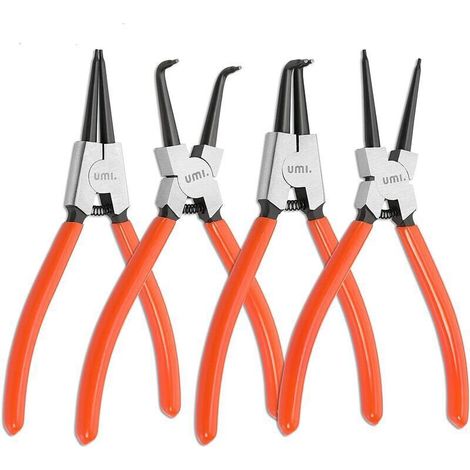 Jeu de 4 Pinces à Circlips, Pince pour Circlip Interne et Externe avec Sac, Longueur 180mm, Taille de la Pointe 1,6 mm (1/4)