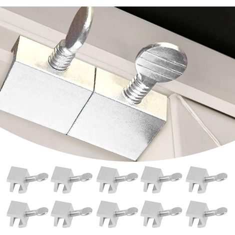 Lot de 10 verrous pour portes coulissantes courtes, protecteurs, de sécurité, antivol, avec interrupteur de fin de course, poignée ronde, verrou de fenêtre en alliage d'aluminium argenté, sans perçage (1/5)