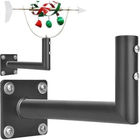 Heavy Duty Steel Weather Vane Mounting Bracket 20cm Black Metal Weather Vane Bracket - Secure Pole Mounting Bracket (1/5)