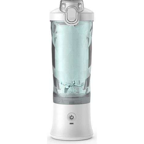 Tragbarer Mixer, Fassungsvermögen 600 ml, ausgestattet mit 6 Klingen, 4000-mAh-Akku, ermöglicht die Zubereitung von 20 Gläsern Saft, ideal für Reisen, Kochen, Büro und Outdoor-Aktivitäten. Weiß.