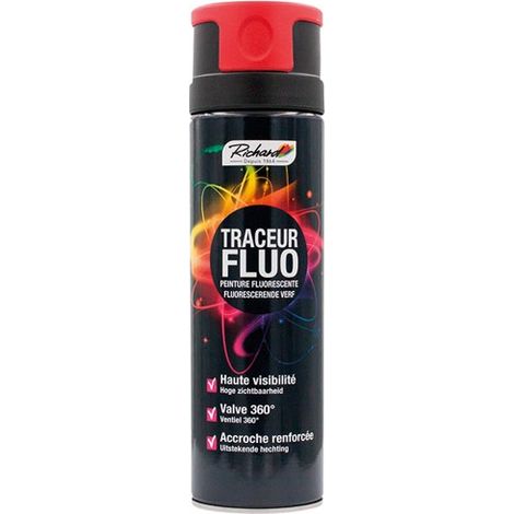 RICHARD COLORANTS - Aérosol 500ml traceur acrylique fluo rouge multi supports