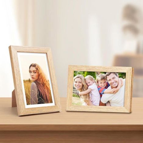 Lot de 6 Cadres pour Photos 10x15 cm,MDF,Plateau en Verre Acrylique,Décoration Intérieure,Chêne (1/5)