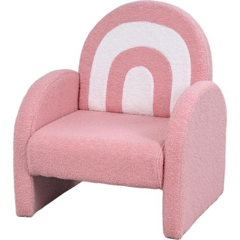Canapé enfant avec dossier arc-en-ciel, mini canapé en tissu polaire doux, 45 x 41 x 52 cm, rose (1/4)
