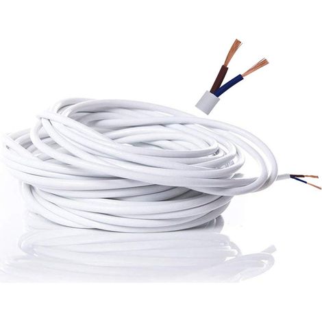 Fil électrique/2 Core Support PVC Secteur électrique Fil de Cuivre de Câble Haute Résistance à la Température 2 x 0,75 mm² Câble d'alimentation\u201310 Metre Longueur de Coupe Flexible Bassin Câble Bl