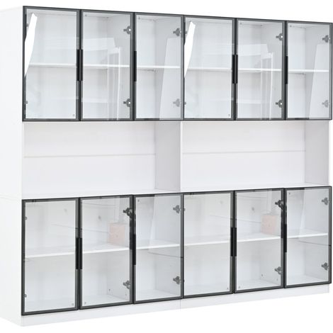 vitrine polyvalente fonctionnelle avec LED MDF+verre Blanc 240 x 34 x 200 cm (1/5)