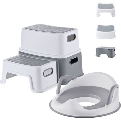 Sedile per WC per bambini con sgabello – Grigio, Bianco (1/5)
