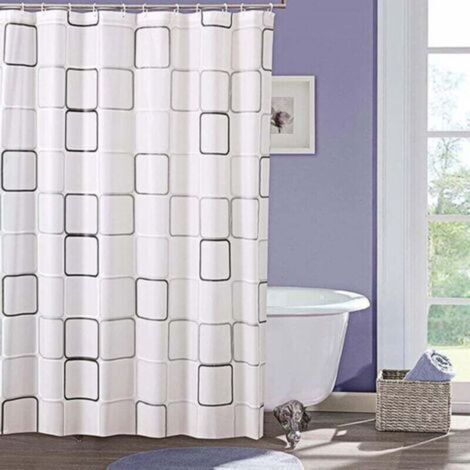 Anti-mildew Shower Curtain 180x180cm, Washable Thick PEVA Fabric Shower Curtain, with Hooks, Waterproof, Antibacterial and Fast Drying (1/4)