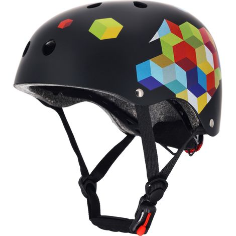 Me encanta mi bicicleta. Casco de bicicleta infantil talla M (54-58 cm) con luz LED y clips magnéticos, color negro.
