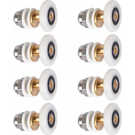 Rodillos para mampara de ducha, rodillos deslizantes para mampara de ducha, poleas, ruedas de repuesto para rodillos con diámetro de rueda de 27 mm, 8 piezas