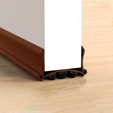Striscia sigillante per porte, marrone, autoadesiva, fonoassorbente, lunga 96 cm, per porte con spessore da 3,5 a 5,5 cm.