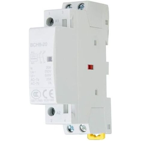 AGE Eosnow – Contacteur électrique 2P 20A 24V/230V AC – Interrupteur de puissance pour rail DIN – Durée de vie électrique 100 000 cycles – Usage domestique et industriel (1/5)