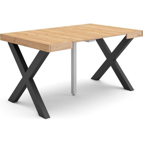 Table Console Extensible Console Meuble 140 pour 6 Personnes Pieds Bois Massif Style Moderne Chêne (1/5)