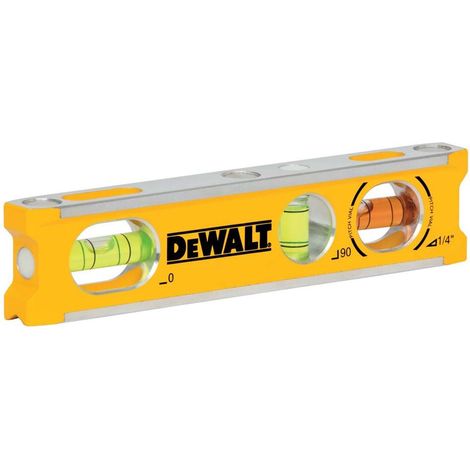 Dewalt – Niveau à bulle torpedo 165 mm – Fenêtres de lecture supérieures et inférieures – 3 aimants pour surfaces en acier – Lecture facile sous plusieurs angles