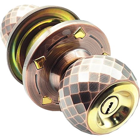 Serrure à boule poignée en alliage aluminium robuste finition miroir 3 clés pose facile pour porte en bois entrée chambre salle de bain classe réserve (1/3)